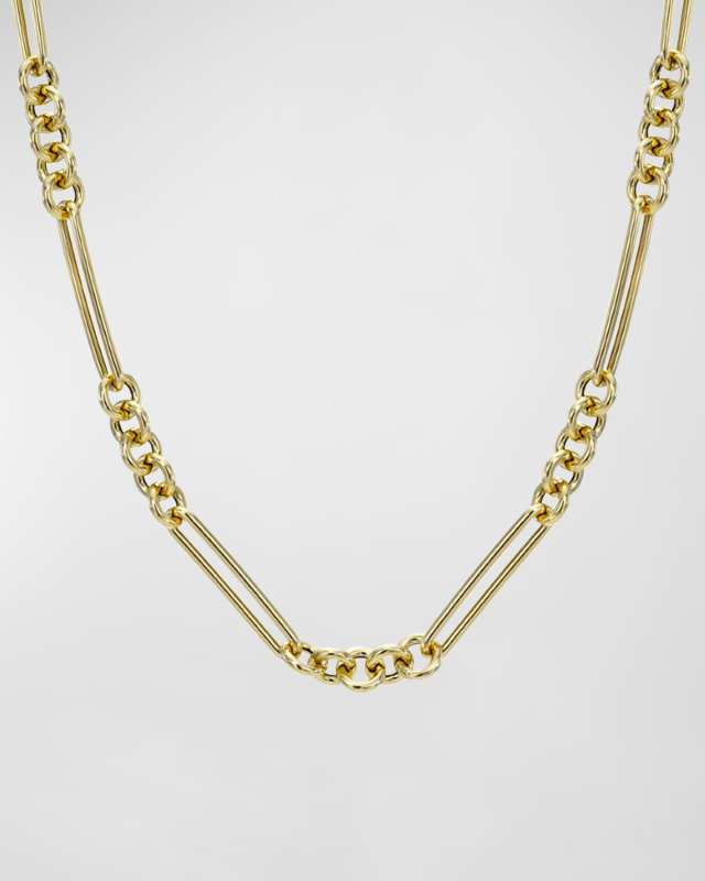 14K Gold Elongate Paper Clip Chain Necklace, 16"L