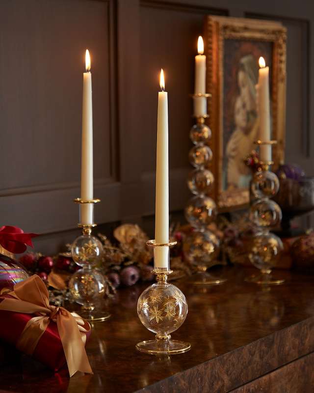 Gold Cut Candle Holder, 6"