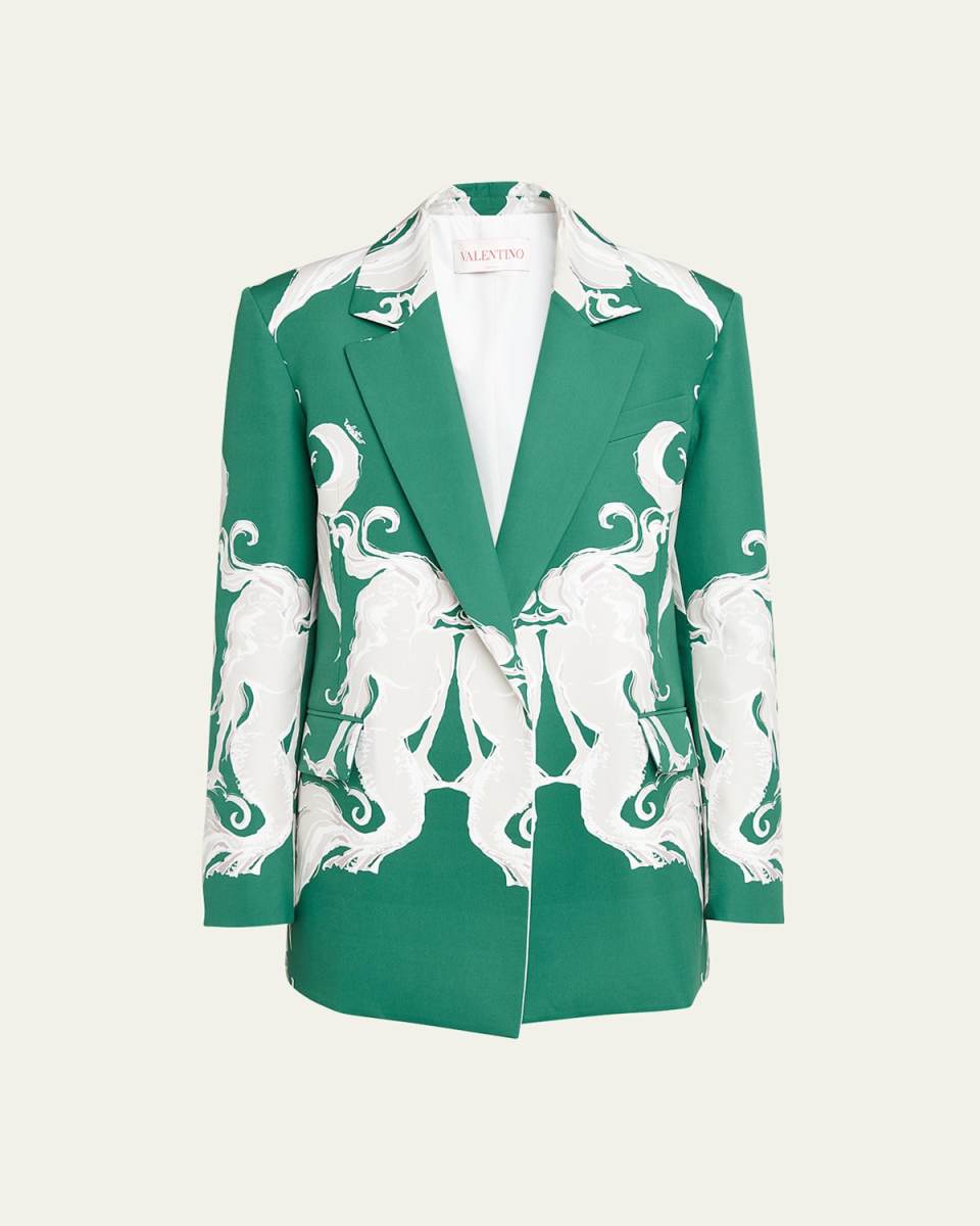 Metamorphose Siren Print Double-Breasted Blazer