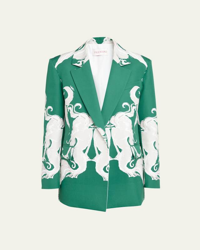Metamorphose Siren Print Double-Breasted Blazer