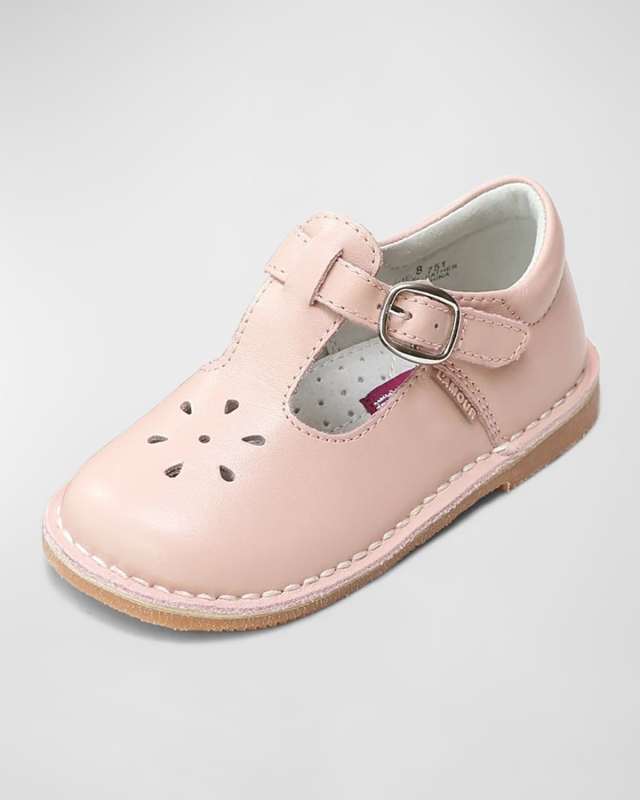 Girl's Joy Leather Cutout T-Strap Mary Jane, Baby/Toddler/Kids