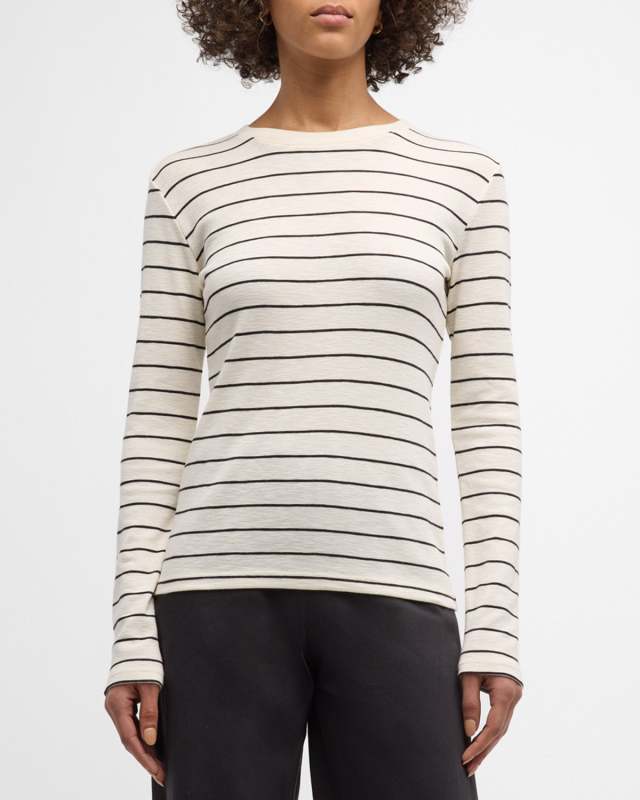 Striped Long-Sleeve Crewneck T-Shirt