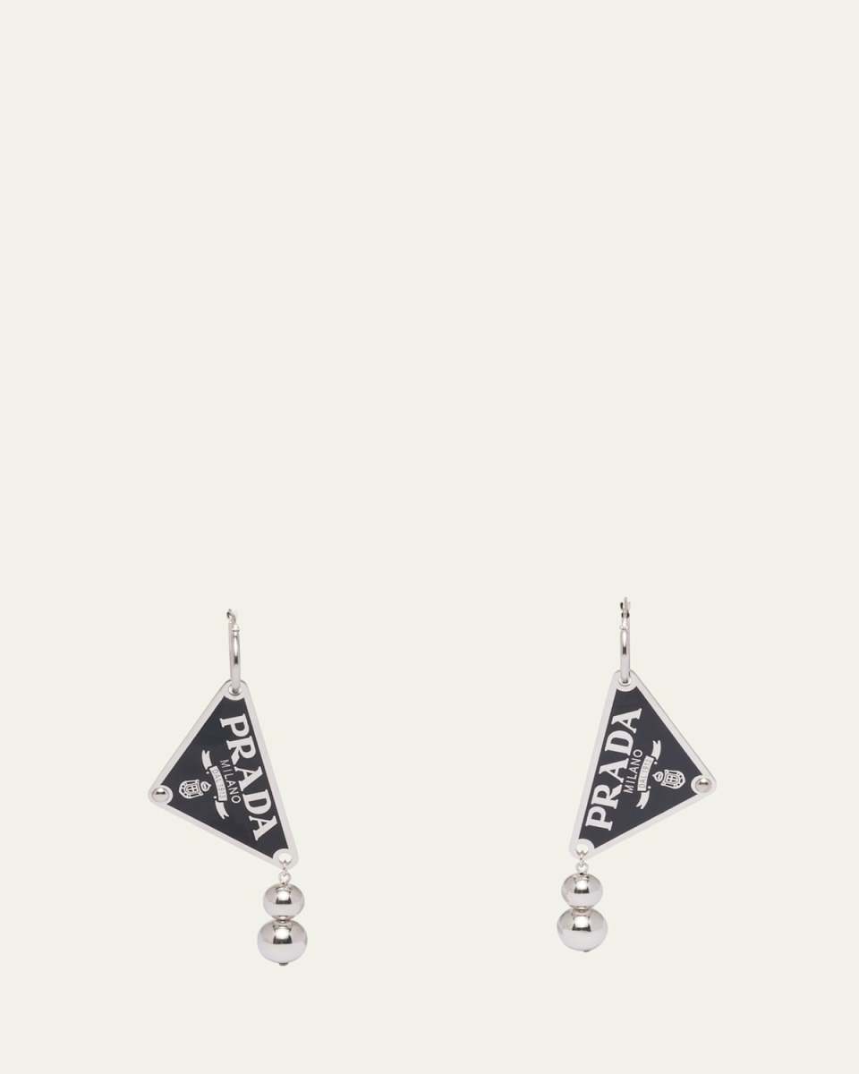 Triangle Sterling Silver Ball Drop Earrings