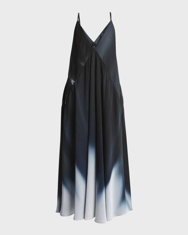 Torres Plunging Printed Viscose Gabardine Sleeveless Maxi Dress