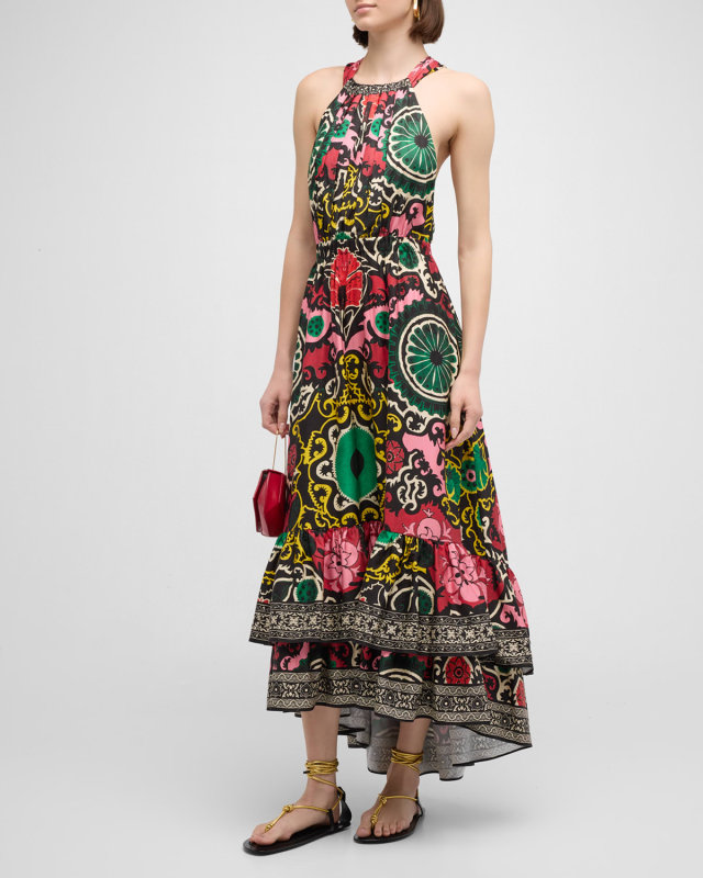 Loyce Twist-Back Ruffle Maxi Dress