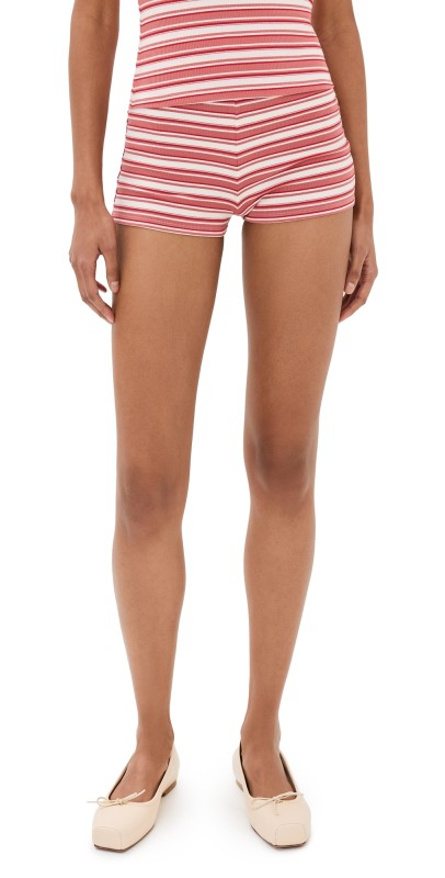 Reformation Cara Knit Shorts Red Stripe