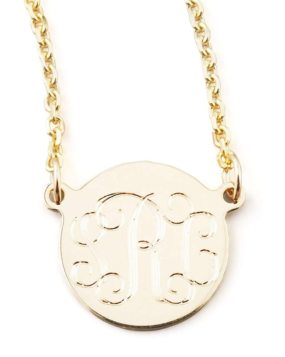 Cara Monogrammed 14k Gold Necklace, 3/8"