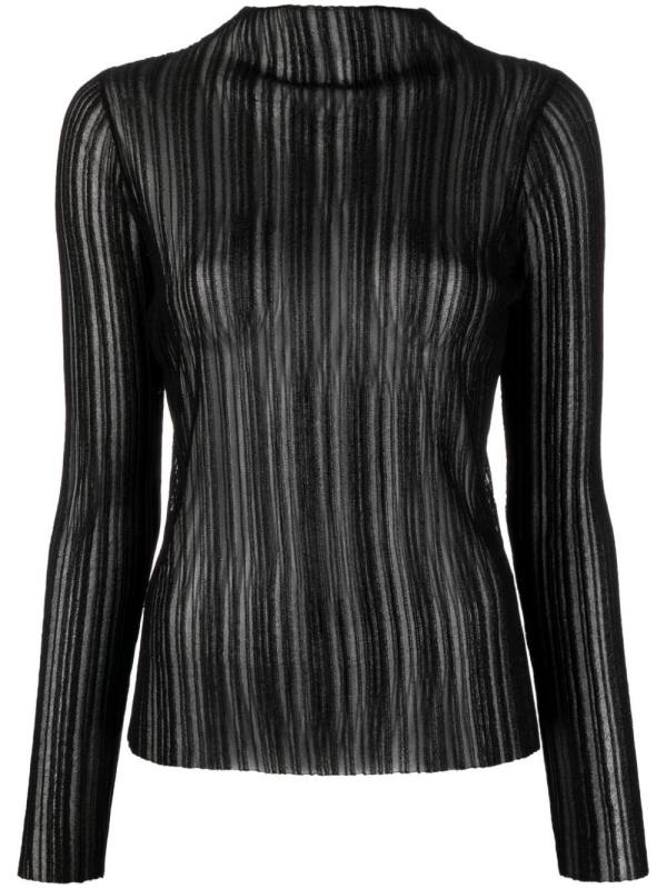 Amy ribbed-knit sheer top