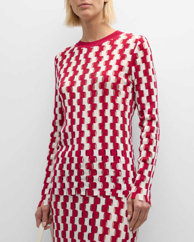 Gigi Intarsia-Knit Crewneck Pullover
