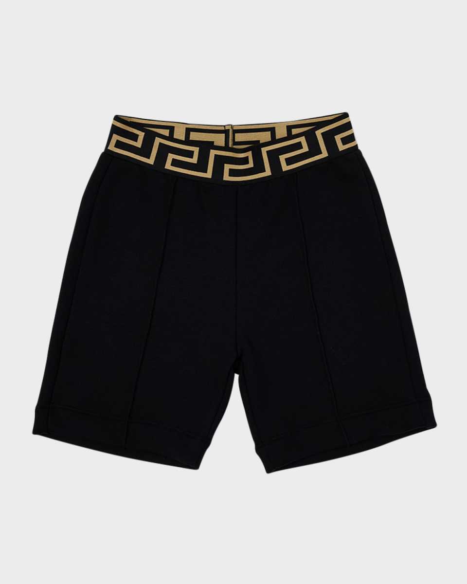 Boy's Greca Trim Fleece Shorts, Size 8-