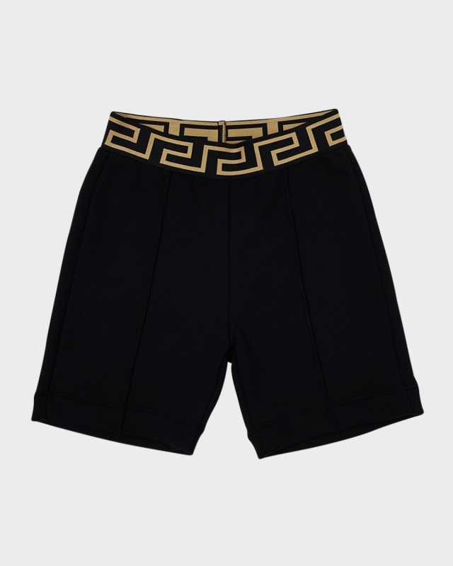 Boy's Greca Trim Fleece Shorts, Size 8-