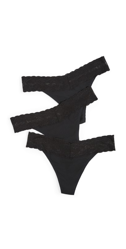 Natori Bliss Perfection One Size Thong 3-Pack Black