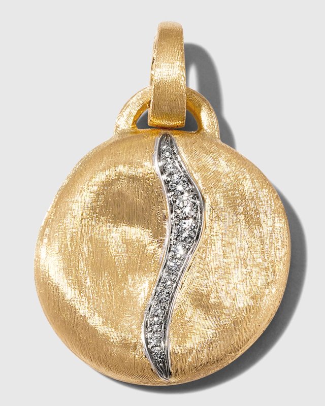 18k Jaipur Yellow and White Gold Large Pendant with Diamond Pave Accent