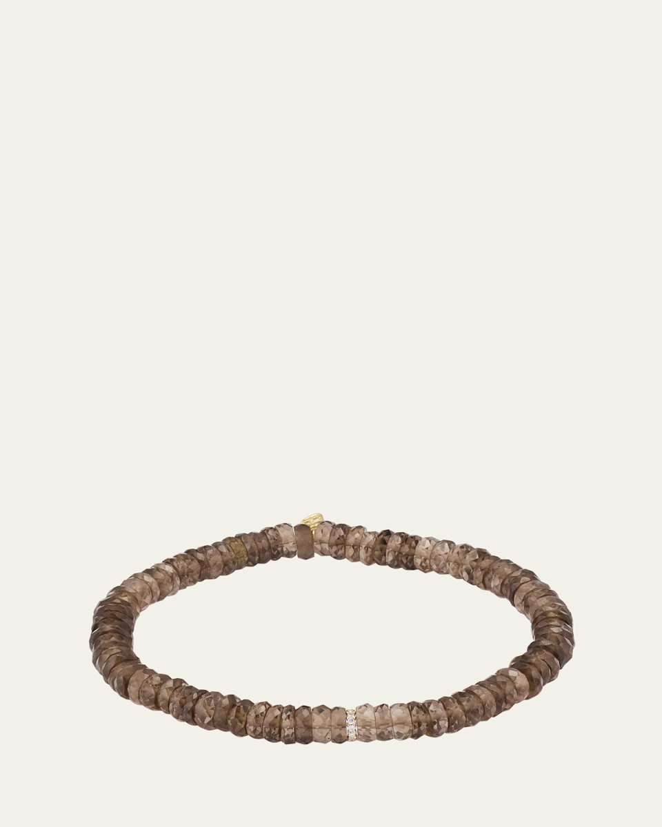 Diamond Rondelle & Faceted Smokey Topaz Bead Bracelet
