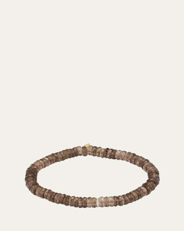 Diamond Rondelle & Faceted Smokey Topaz Bead Bracelet