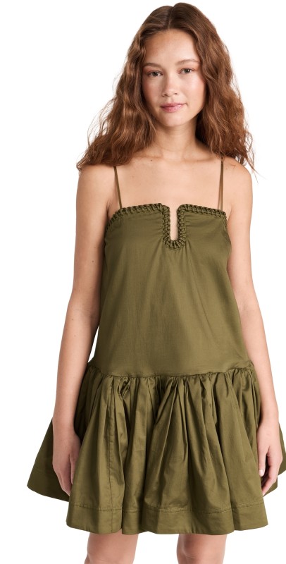 Aje Willow Sweetheart Mini Dress Deep Olive
