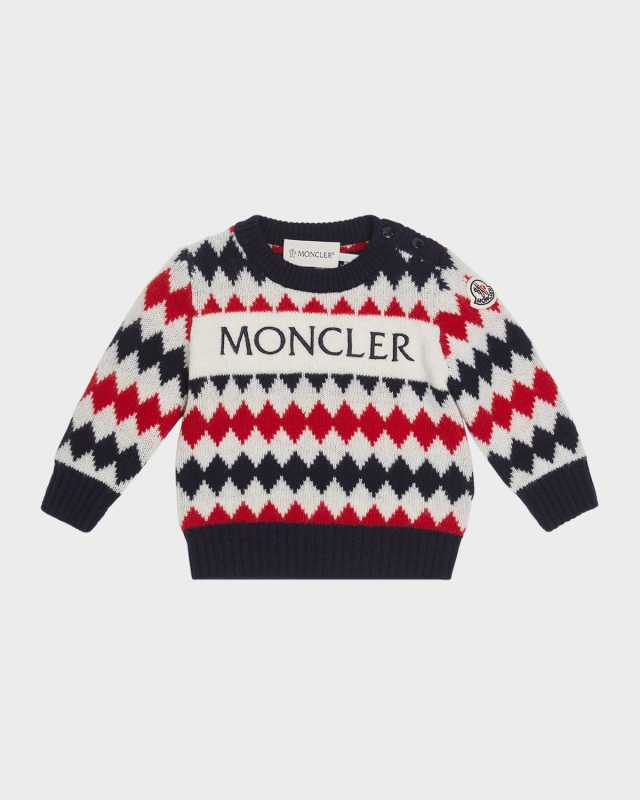 Boy's Logo-Print Diamond Intarsia Sweater, Size 6M-3