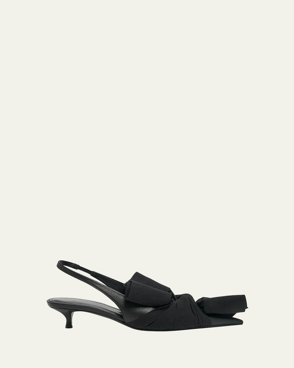 Sleeve Knotted Twist Slingback Pumps