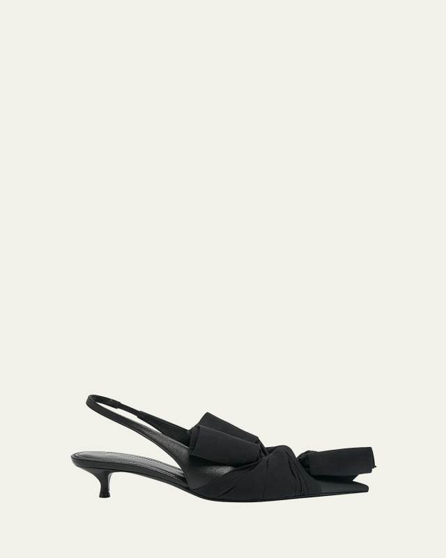 Sleeve Knotted Twist Slingback Pumps