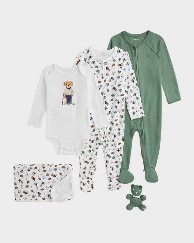 Boy's 5-Piece Bear Gift Set, Size Newborn-9