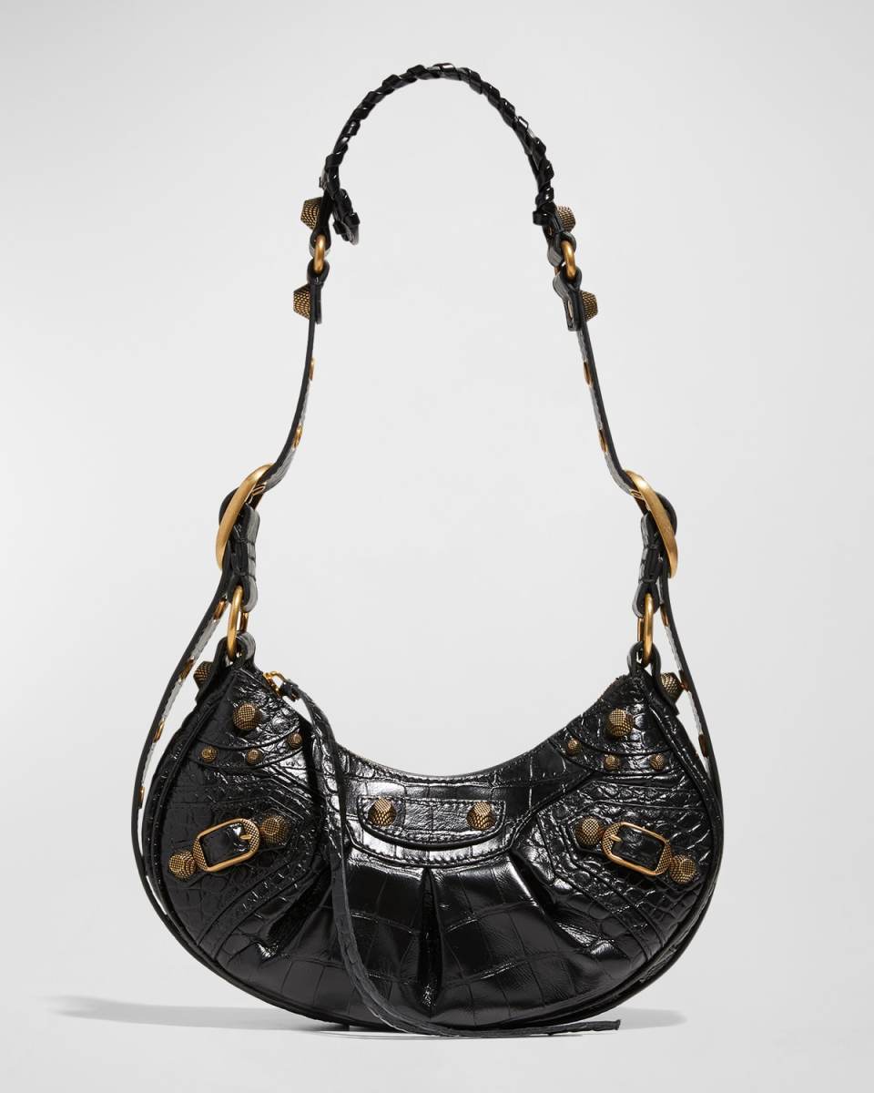 Le Cagole XS Croc-Embossed Shoulder Bag