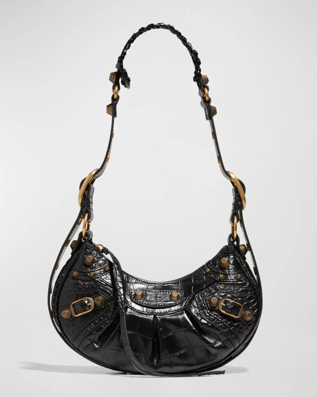 Le Cagole XS Croc-Embossed Shoulder Bag