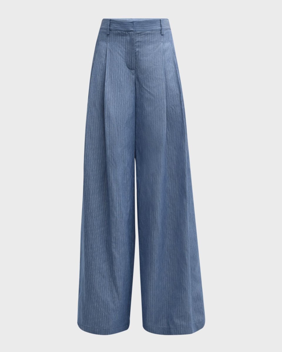 Didi Pinstripe Cotton Wide-Leg Pants