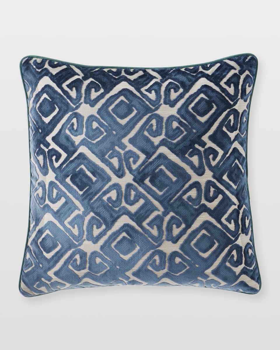 Indigo Garden Cut Velvet Pillow - 22"