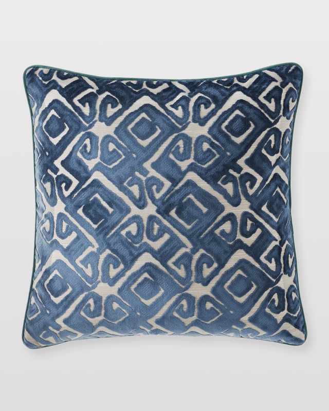 Indigo Garden Cut Velvet Pillow - 22"