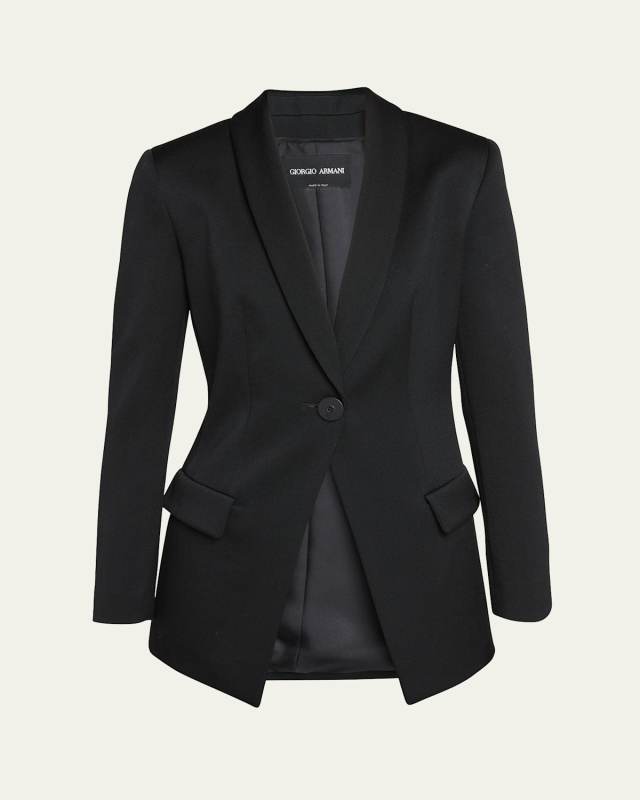 Virgin Wool One-Button Blazer