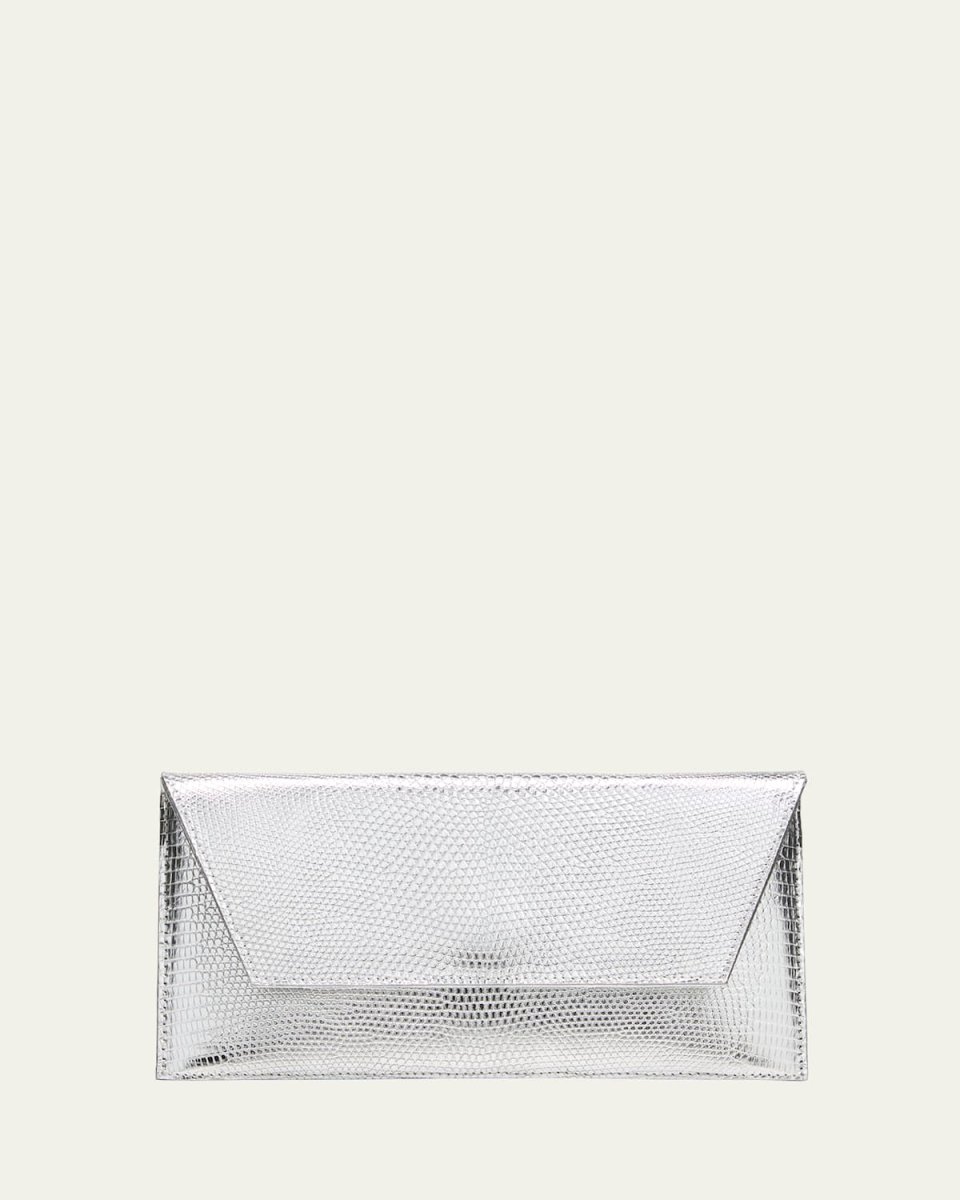Belen Metallic Lizard Clutch Bag