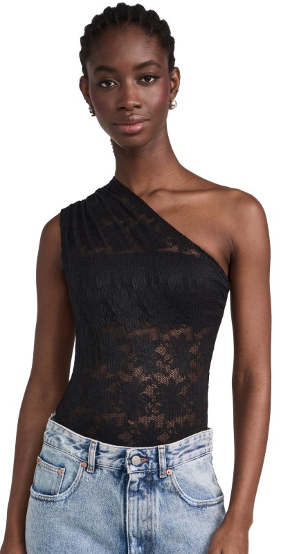 Miaou Jade Thong Bodysuit Jet Black