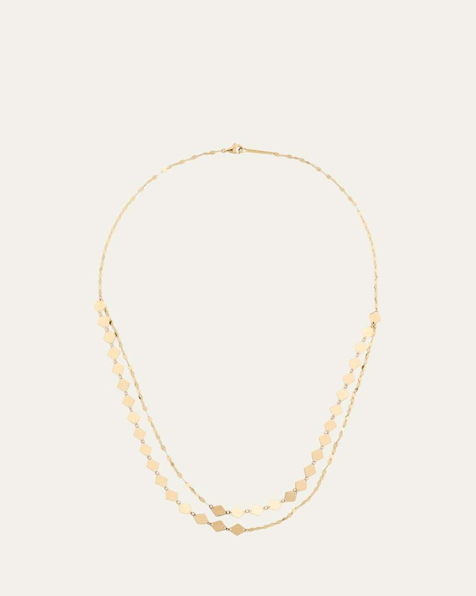 14K Yellow Gold Laser Kite Blake Chain Double-Strand Necklace, 18"L