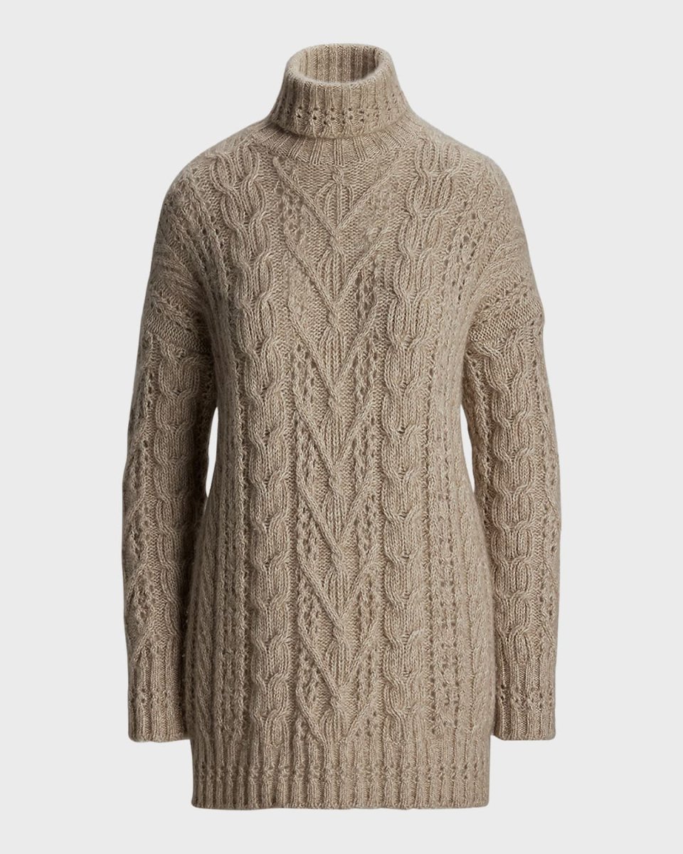 Cable-Knit Mouliné Cashmere Turtleneck