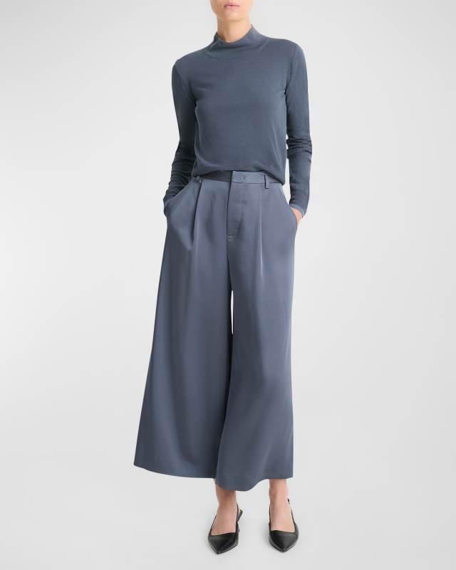 Mid-Rise Satin Culottes