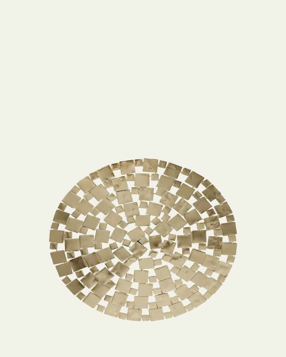 Modern Squares Goldtone Metal Placemat, 15" Round