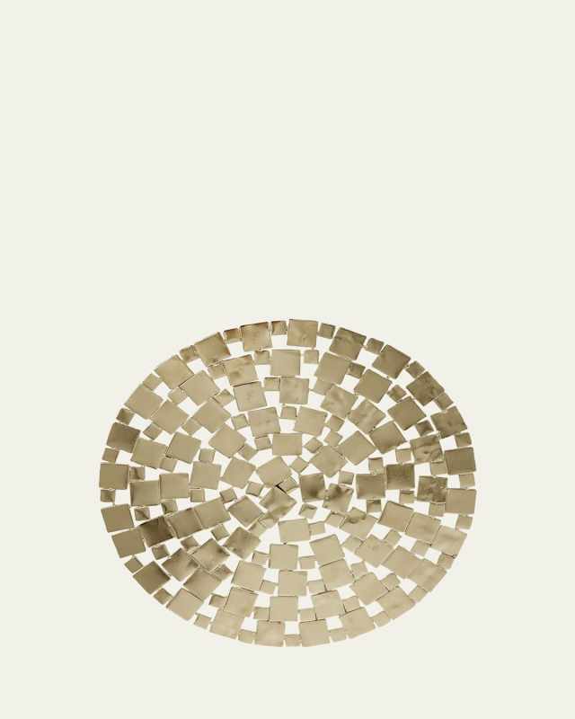 Modern Squares Goldtone Metal Placemat, 15" Round