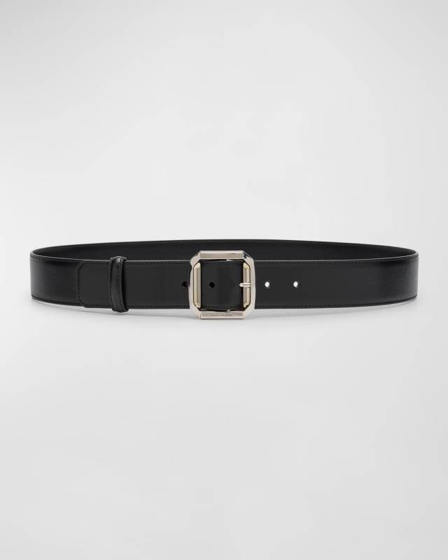 Leather Military Buckle Belt