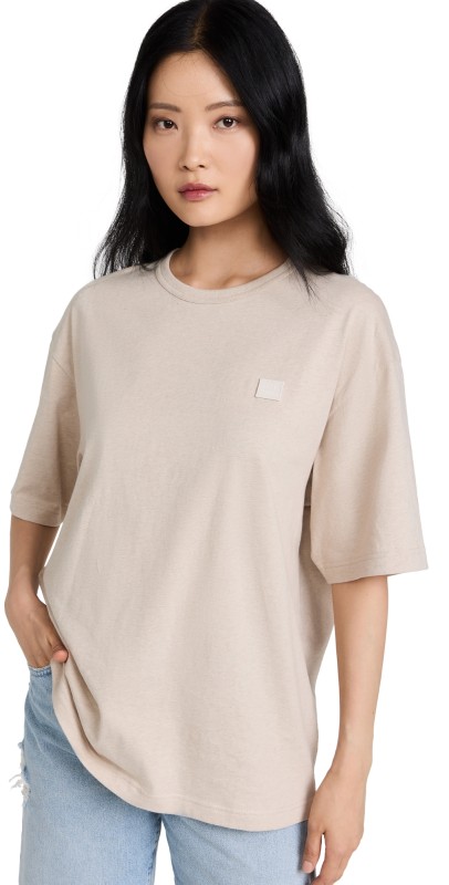 Acne Studios Logo Tee Oatmeal Melange