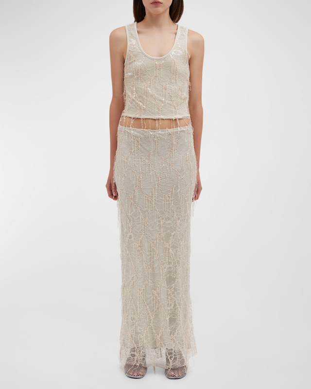 Encased Beaded Ivy Disconnect Tank Dress