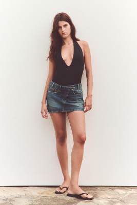 ZARA POLYAMIDE HALTER BODYSUIT