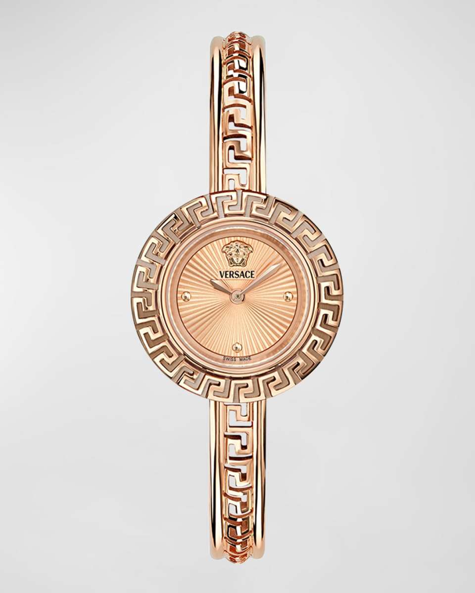 La Greca IP Rose Gold Bangle Bracelet Watch, 28mm