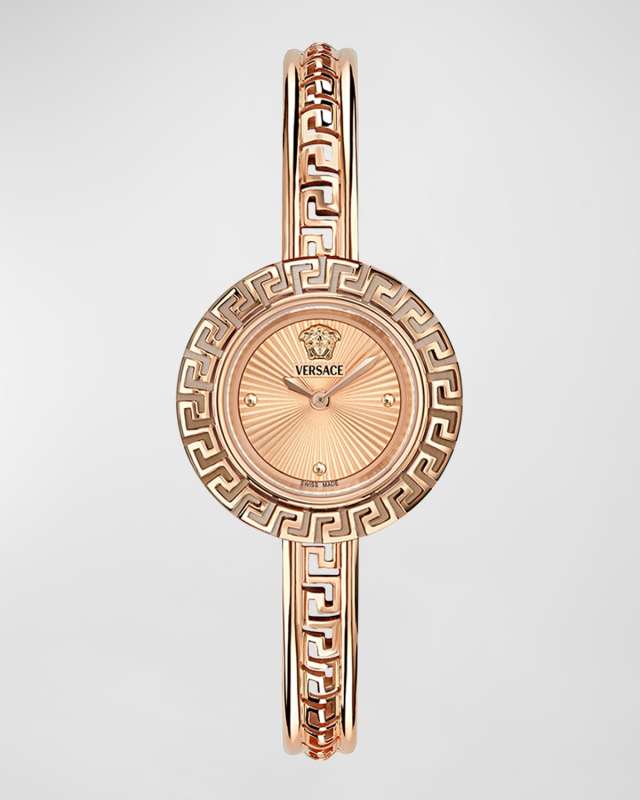 La Greca IP Rose Gold Bangle Bracelet Watch, 28mm