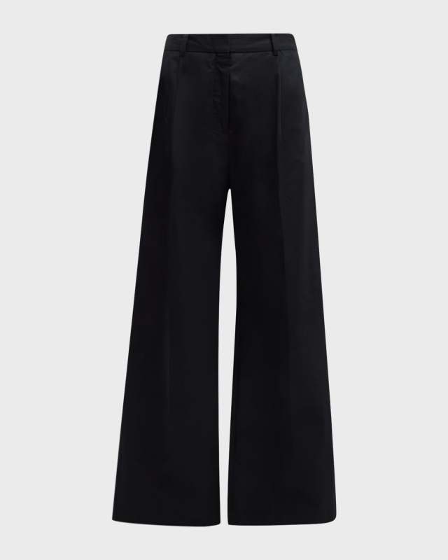 Pleated High-Rise Wide-Leg Trousers