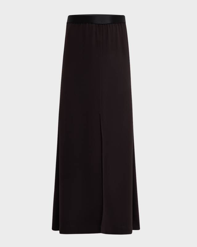 Italian Fluid Satin-Back Crepe Maxi Skirt