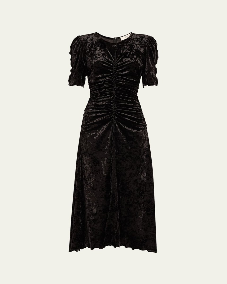 Cailyn Ruched Crushed Velvet Midi Dress