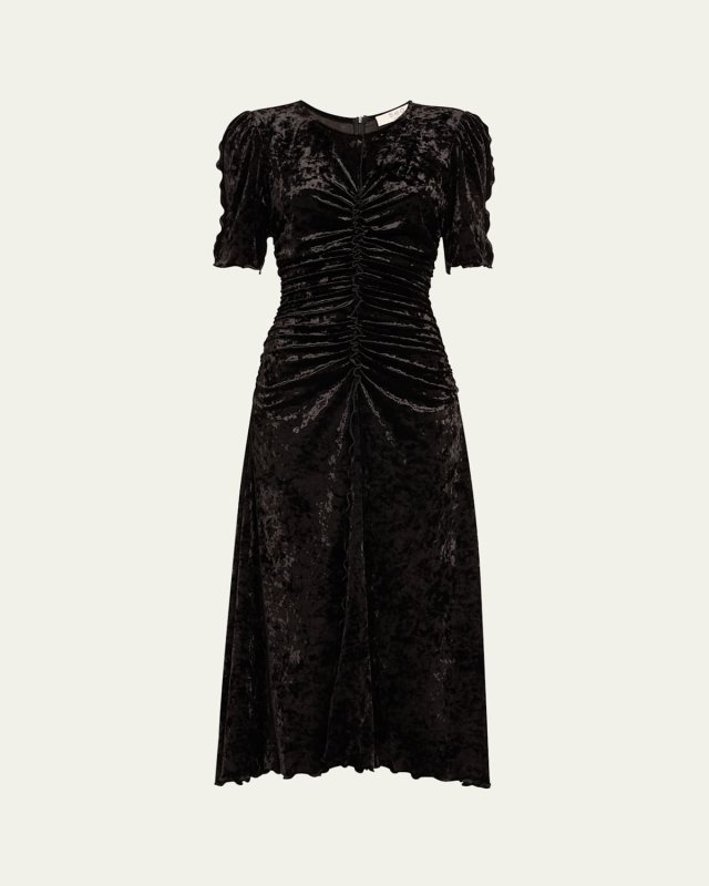 Cailyn Ruched Crushed Velvet Midi Dress