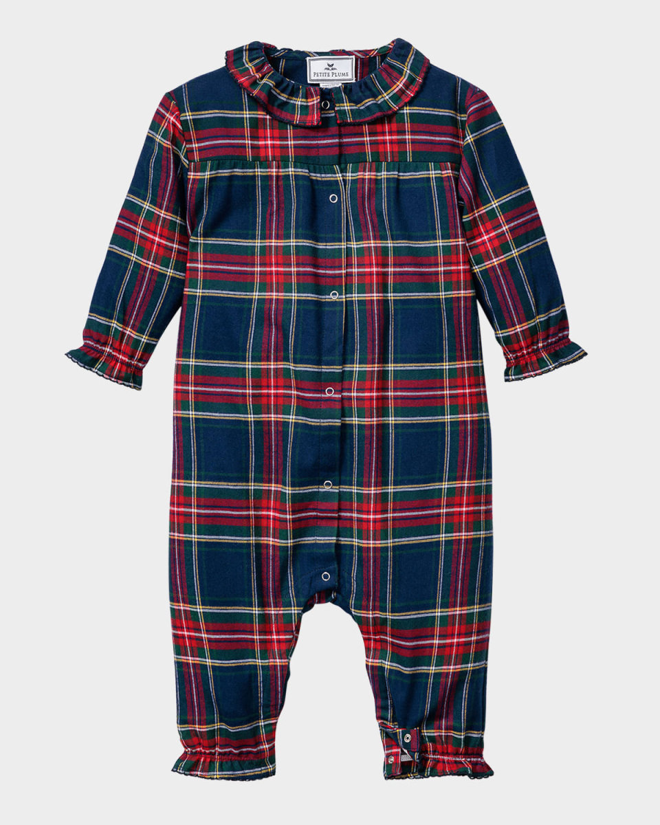 Girl's Madeline Windsor Tartan Coverall, Size Newbor