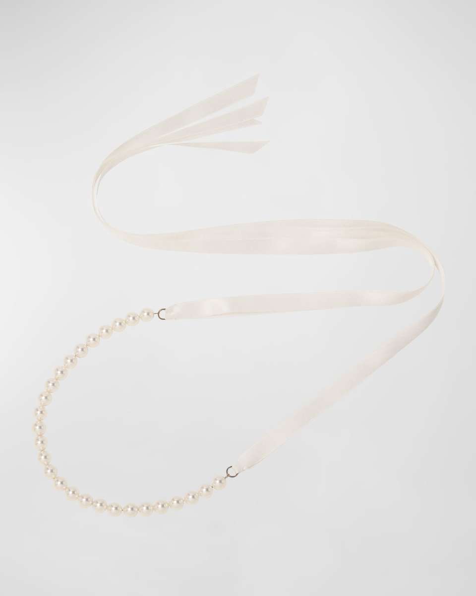 Pearly Ribbon Tie Necklace