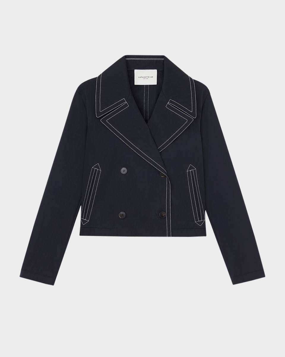 Double-Breasted Topstitch Jacket